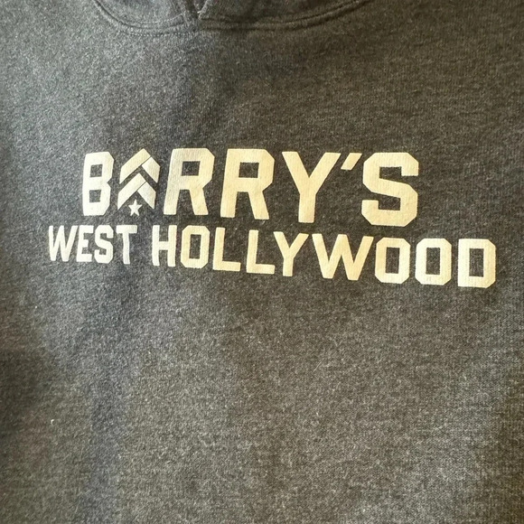 BARRY’S BOOTCAMP EUC Cropped Gray Fleece Hoodie Sweatshirt L WEHO West Hollywood - Picture 3 of 5